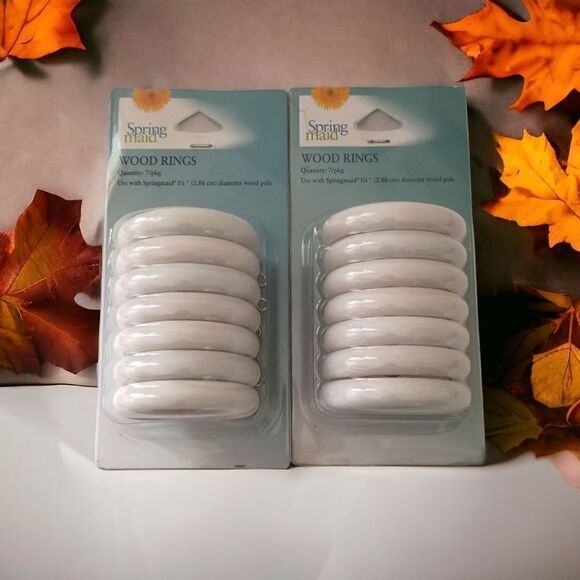 14 White Wood Curtain Rings Springmaid NEW Farmhouse Cottagecore Beach House - Picture 14 of 16